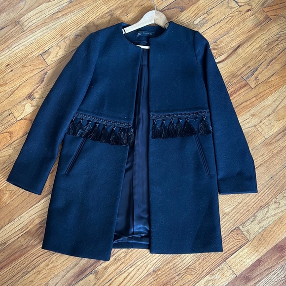 Zara Chic Tassel Jacket size S/M Black - Picture 2 of 8